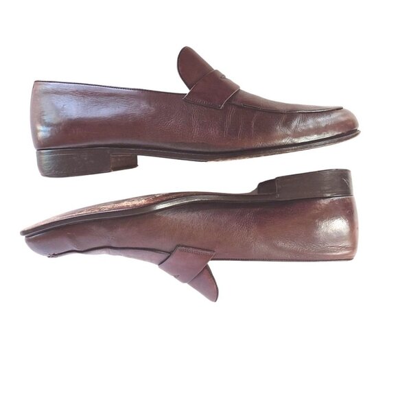 Vintage 1980s Ferragamo Men’s Brown Leather Penny Loafers Made in Italy 11.5D - Picture 7 of 13